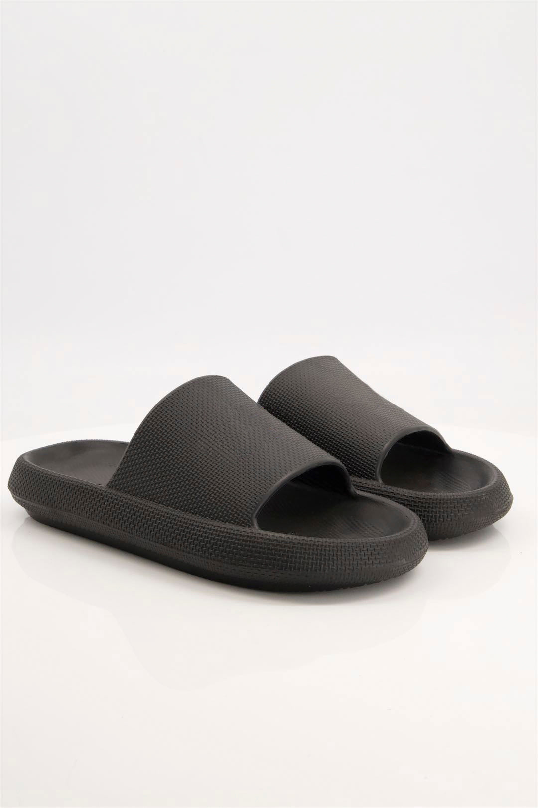 Men Comfortable Slides Of Fine Evr In Black 1148