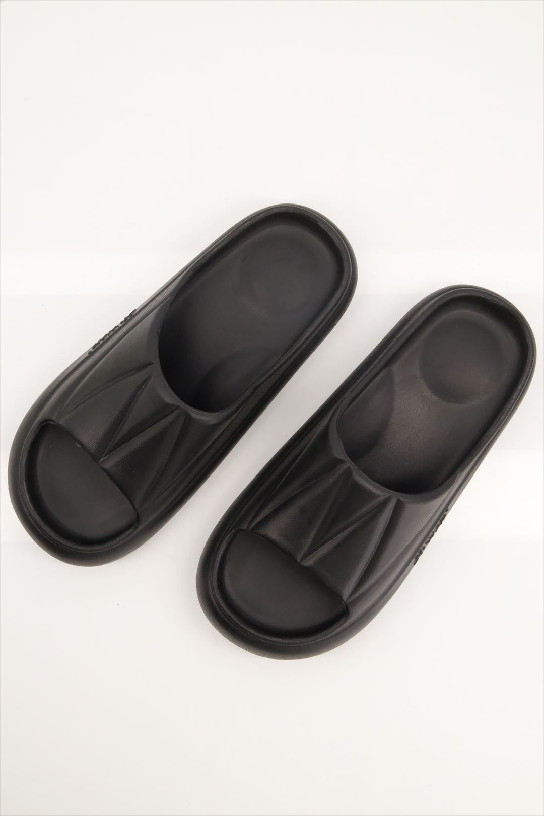 Men Comfortable Slides Of Fine Evr In Black